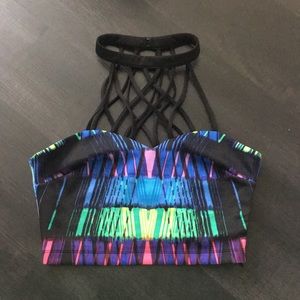 Bebe colorful stripy halter top